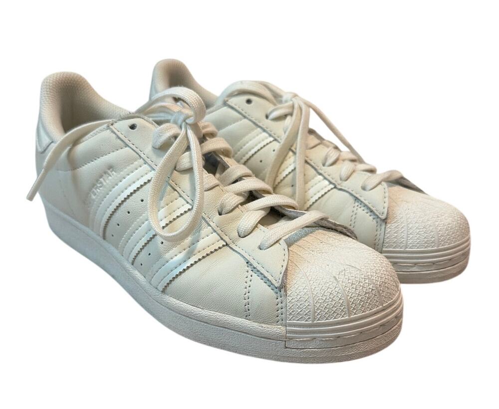 Adidas Superstar Off White Cream Leather Shell Toe Sneakers Women's 9